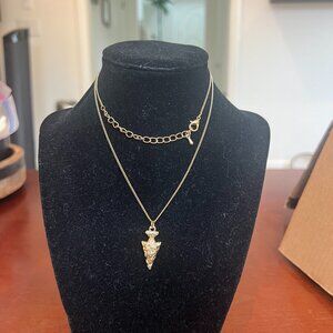 Women's Anchor Shaped Pendant Necklace Gold Tone Lobster Claw Clasp Chain